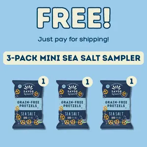 FREE Mini Sea Salt Sampler Pack - Just pay for shipping! Grain Free, Gluten Free, Top 9 Allergen Free Pretzels