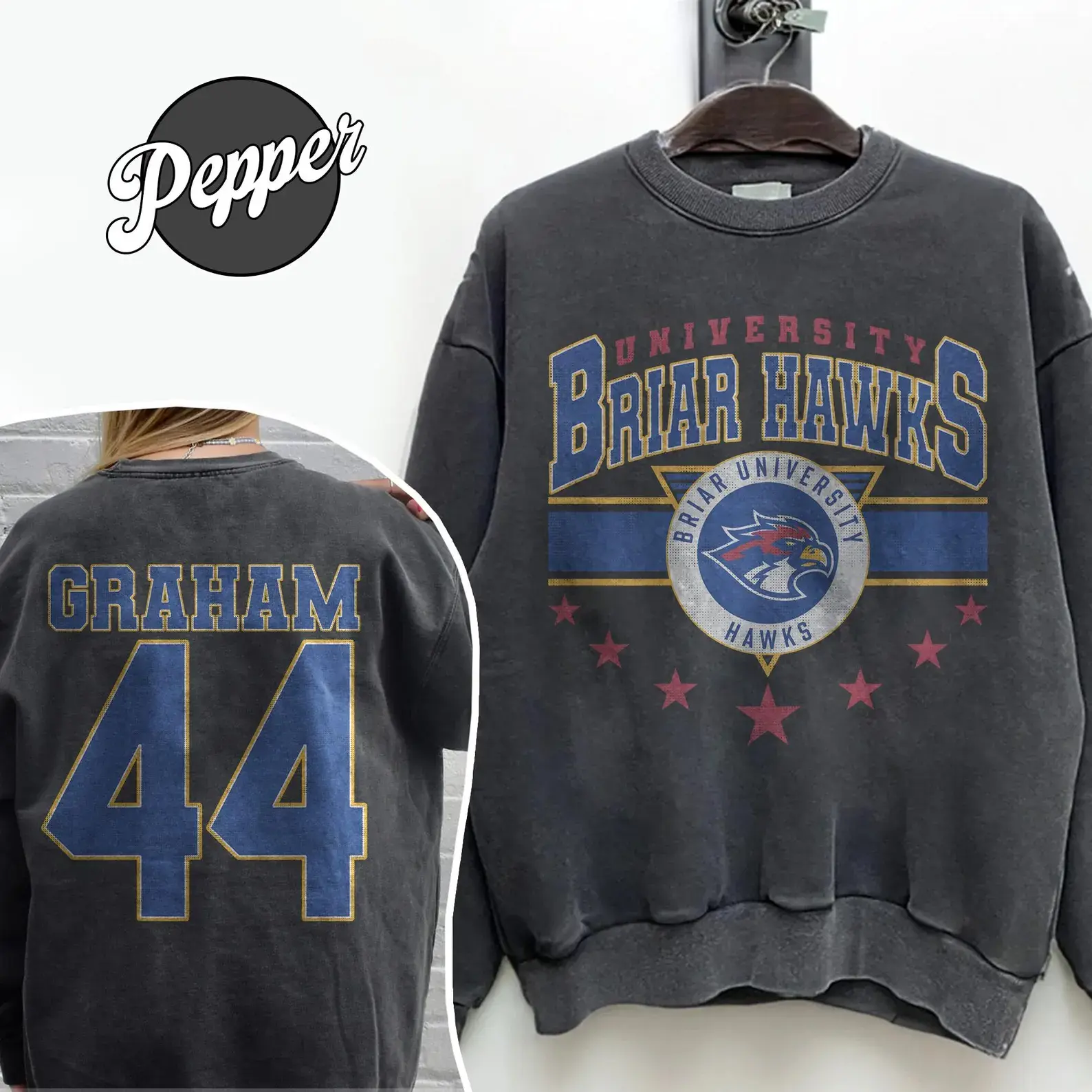 Vintage Garrett Graham #44 Briar Hawks University Hockey Comfort Color Shirt