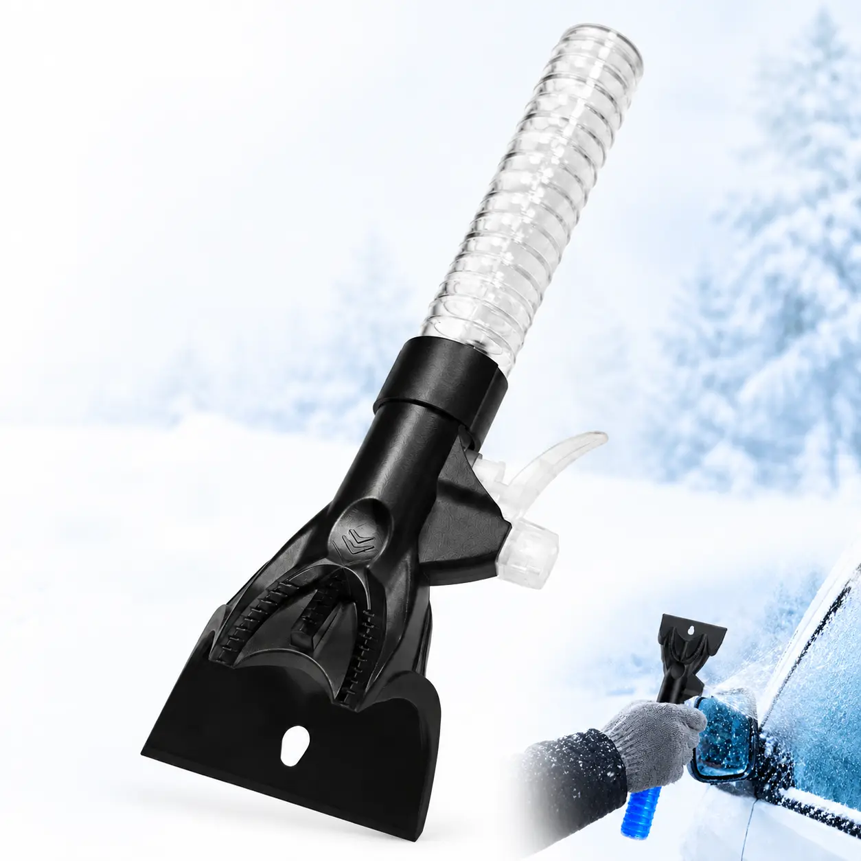 YeewayVeh 2-in-1 Car Windshield Ice Scraper with Spray Bottle, All Seasons Snow Removal Tool, Ergonomic Handle, Prevents Scratch