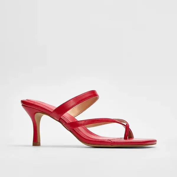 JUSTFAB Women's Backless Mule Heels - Minimalist Square Toe Eco Leather Sandals with Dual Straps, Slim Stiletto Heel, Classy Elevated Sandals for Brunch, Summer Parties