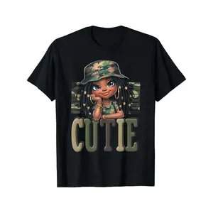 Women'S Casual Loose Fit Cotton T-Shirt, Breathable Short Sleeve, Round Neck, Camo Print, Soft Fabric, Perfect Gift, Sizes S-XXXL, Black