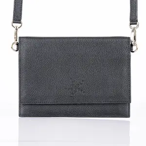 TriVersa Luxe - Passport Leather Trio: Passport Holder, Wallet, & Crossbody Clutch - Black