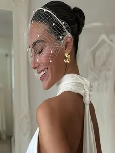 Elegant One-Piece Wedding Veil, Shiny Casual Polyester Princess Style, Perfect for Weddings, Single Party, Special Occasions