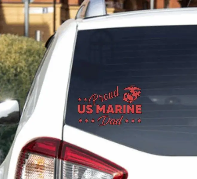 Marine Corps Proud Dad - United States Armed Forces Military Family Usmc Decal Sticker Red