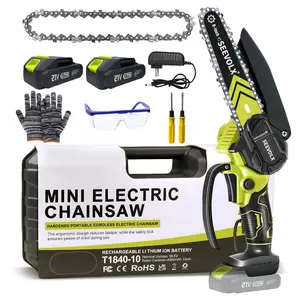 SEEVOLX Brushless Mini ChainSaw Portable Electric Cordless Saw for Wood Cutting Pruning Gardening Camping 1300mAh Batteries Suitable for Seniors Women