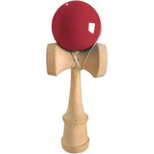 Wooden Tribute Kendama Toy - Japanese Cup and Ball Catch Kadoma Game Ball in Cup Game - Red