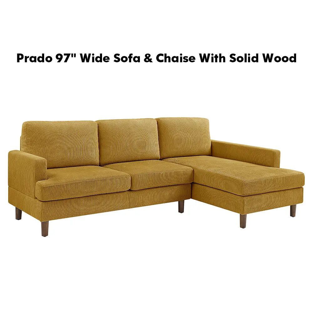 Living room 97-inch modular sectional sofa, all seats with storage function, extra-large L-shaped living room sofa, 3-seater comfortable cloud-like sofa with movable footstool, large bedroom sectional sofa, velvet fabric, orange