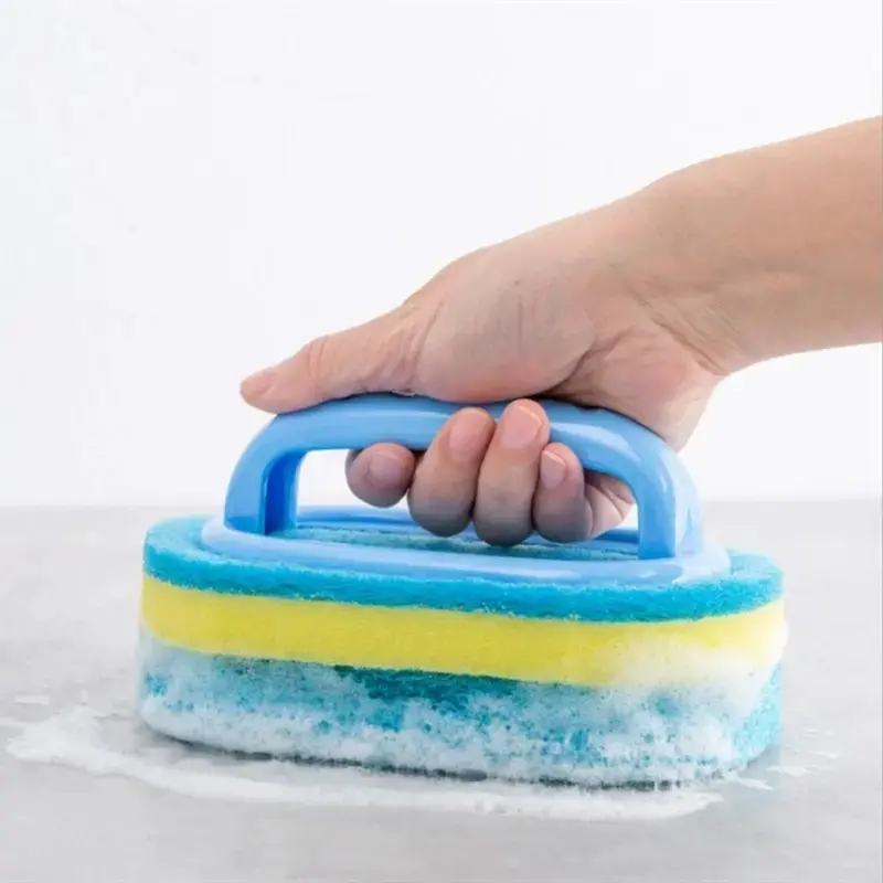 Handheld Non-slip Microfiber Scrub Brush, High Efficiency Sponge Cleaner for Household Tile Washing in Kitchen & BathroomHandheld Non-slip Microfiber Scrub Brush, High Efficiency Sponge Cleaner for Household Tile Washing in Kitchen & Bathroom Cleaning