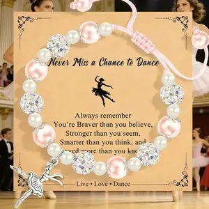 Dance Recital Gifts for Girls, Ballet Dancer Ballerina Bracelet Jewelry for Daughter Granddaughter Niece Friends Dance Team