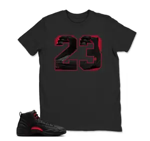 AJ12 Bloodline Black Red Matching T Shirt, Number 23 Graphic Shirt, 90s Hip Hop Tee, Gift For Women and Man, Unisex T-Shirt, Sneaker Head Gift