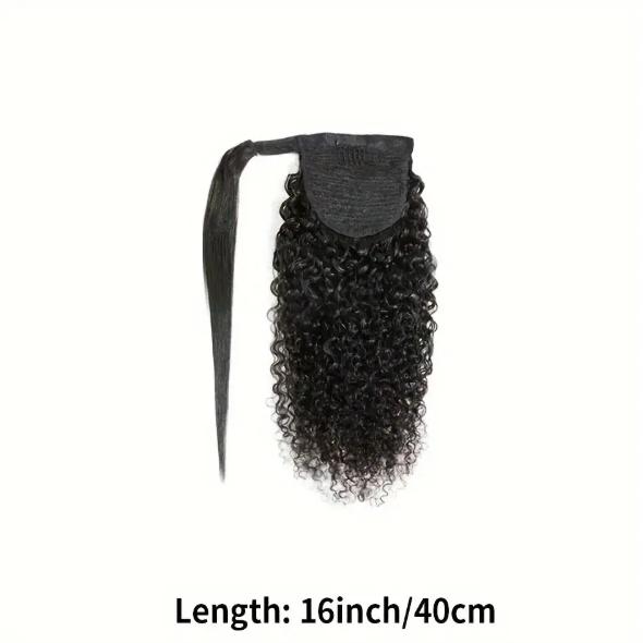 "Deep Wave Brazilian Remy Human Hair Ponytail Extension, Long Curly Wavy Wrap Around Ponytail with Magic Paste, Natural Black 10-28 Inch, Soft & Secure Fit for Women 100g/Pack "	