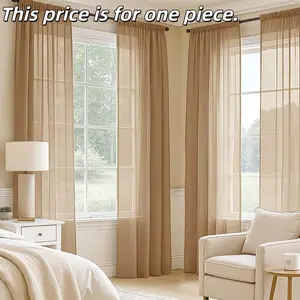 1pc Plain Simple Style Sheer Curtain, Light Blocking UV Protection, Ideal for Home Decor, Bedroom and Hotel Decoration, Privacy Grommet Curtains