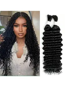 Deep Wave Water Wave Wet And Wave Braiding Bulk Hair 2 Bundles No Weft Micro Faux Hair for Women Boho Styling