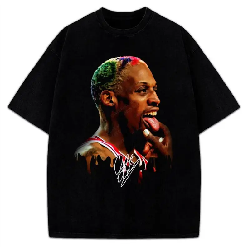 Dennis Rodman Tongue Out Rodzilla Hollywood 90's Vintage Design T-Shirt