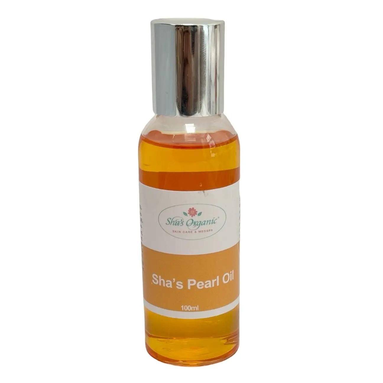 Sha's Organic Skincare Pearl Body Oil, Hydrating & Gentle Formula for Dark Spots, Moisturizing Liquid with Chamomile for Body Care, For All Skin Types including Combination, Unisex, 100ml, Single Item, Moisture
