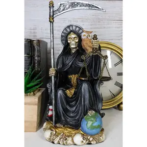 Ebros 9" Tall Bone Mother Holy Death Black Tunic Robe Sitting On Throne Statue