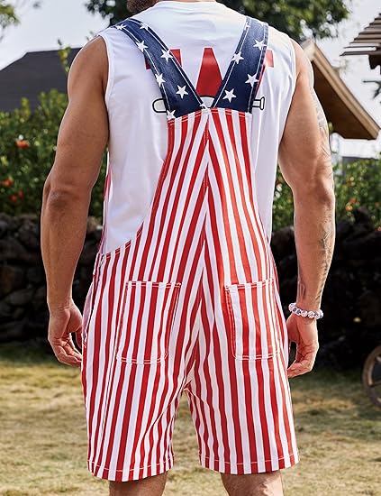 WIRDATRD Unisex 4th of July Overalls Shorts American Flag Romper USA Festival Jumpsuits Independence Day Work Bibs Coveralls Patriotic Gifts for Men and Women 250th Anniversary Outfit Fashion Menswear WIRDATRD Unisex 4th of July Overalls Shorts American Flag Romper USA Festival Jumpsuits Independence Day Work Bibs Coveralls Patriotic Gifts for Men and Women 250th Anniversary Outfit Fashion Menswear