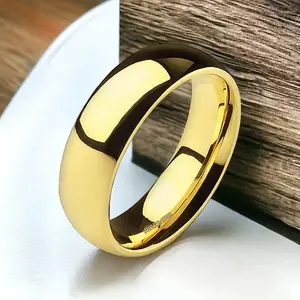Stainless Steel Polished 18K Gold PVD Coated Ring Blank Wedding Band 3mm-6mm Sizes 3-13 Comfort Fit Unisex Female Male