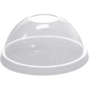 [1,000 pcs] Plastic Dome Cup Lids | No Hole | PET | 92 mm | Clear