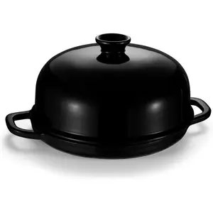 Kook Bread Oven, Sourdough Pan with Lid and Handles, Enameled Cast Iron Pan and Ceramic Lid, For Baking, Cooking, Roasting, Black