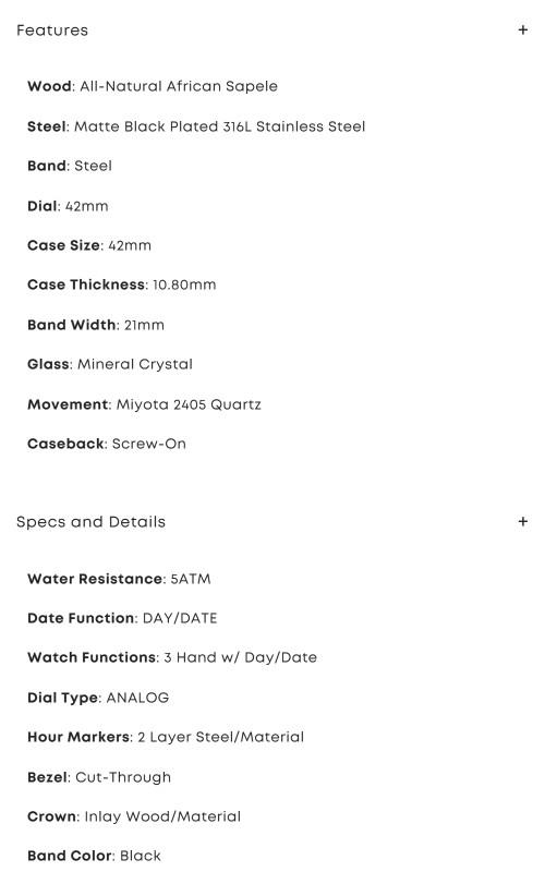 Sapele Black Barrel 42mm