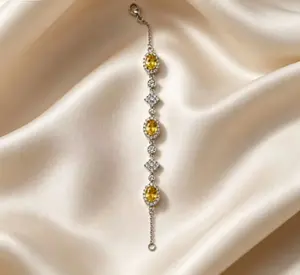 SKU GS-006 -- Sunny Yellow Halo Tennis Bracelet - TikTok Viral Luxury Jewelry