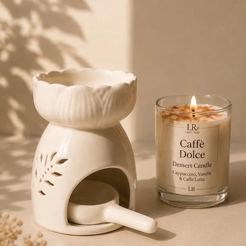 Lotus Ceramic Wax Warmer  + 3 Tea Lights