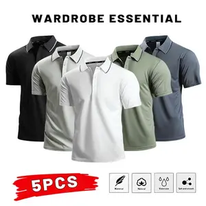 Men’s Short-Sleeve Breathable Pullover Polo Shirt - Menswear Casual Sports Top, Soft Skin-Friendly Knit Fabric, Tailored-Relaxed Fit, Ideal for Everyday Outings, Golf