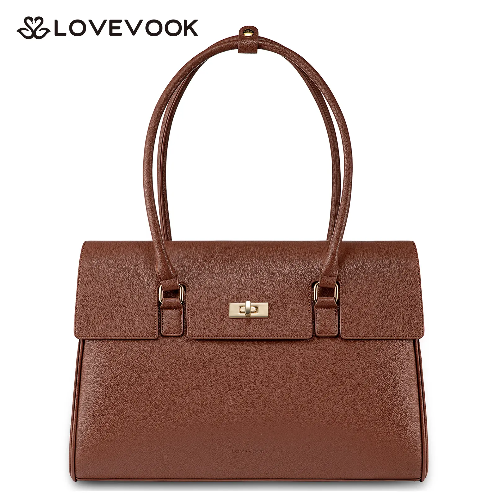 【NEW IN】LOVEVOOK Retro Laptop Bag, Clamshell + Rotating button Design, PU Leather Women's Work Handbag Crossbody Bag, Waterproof Business Office Professional Messenger Bag Shoulder Bag, Suitable for Most 15.6-inch Computers