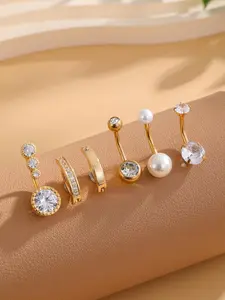 A 6-piece set of fashionable and sexy navel nail zircon body piercing accessories, suitable for daily wear, vacation and other occasions, and also a surprising and exquisite small gift.