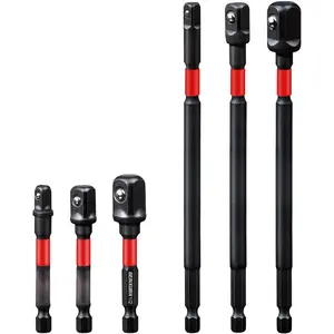 6 count Impact Socket Adapter Set,1/4" 3/8" and 1/2" Drive, (3" and 6") Extension Bit with Holder, Adapt Your Power Drill to High Torque Impact Wrench