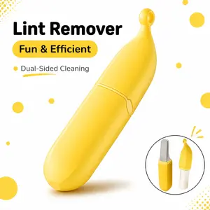 [2026 Upgraded] 2-in-1 Banana Pet Hair Remover & Sticky Lint Roller - Portable Fabric Shaver for Clothes, Furniture, Carpet & Couch - Cute Reusable Cat & Dog Fur Removal Tool