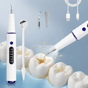 LED Teeth Cleaner Kit Oral Plaque Remover Electric Teeth Cleaner with 5 Adjustable Modes Tartar Remover for Teeth Dental Calculus Removal Kit Powerful Plaque Defense, with LED Light, Ultrasonic Teeth Cleaner Kit for Home Use