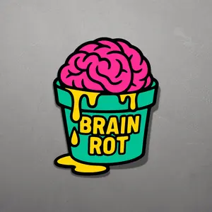 Brain Rot Sticker - Relatable Text Dripping Brain Matte Vinyl Decal