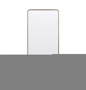 212 MAIN Soft Corner Metal Rectangle Wall Mirror - Brass Finish, 32x72 in., Iron & MDF Build, Easy Hanging Mount, Effortless Installation, Elegant Home Decor Accessory