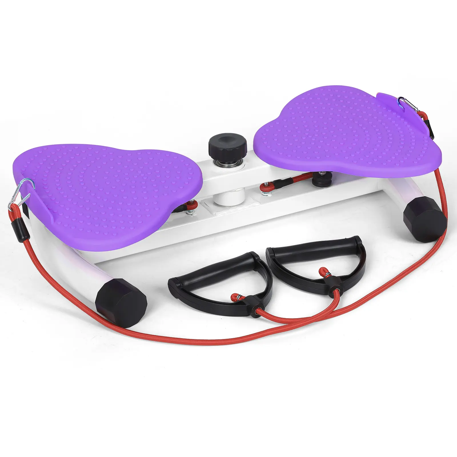 Purple Portable Twist Stepper Exercise Machine - Heavy-Duty Metal Frame, Non-Slip Pedals, Resistance Bands for Home Indoor Waist Leg Hip Fitness Training (Sports & Outdoor Ab Trainer)