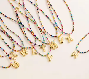 YC 18K Vacuum-Plated Letter Pendant, Bohemian-Style Necklace.