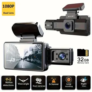 Dual Lens Car Dashboard Camera, Front and Interior Recording, Loop Recording, Night Vision, Wide Angle, Vehicle Dvr Camcorder
