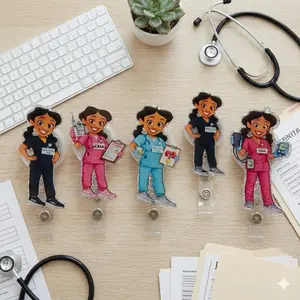 Medical Girlies Sparkly Retractable Badge Reel Cute Funny Nurse ID Holder For Healthcare Professionals Nursing Student Work Accessory
