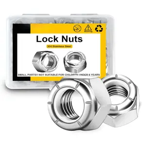 120 count 1/4-20 Lock Nuts, 304 (A2-70) Stainless Steel Nylon Insert Locknuts, Standard Inch Thread Nylon Hex Nuts, 1/4-20 Nut by