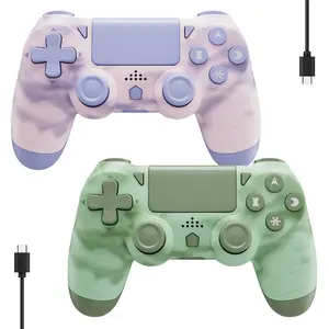 2 Pack Wireless Pink Game Controller For PS4/PS3/PC/Android/iOS, With Double Vibration, Motion sensing, Touchpad, Speaker, Fast charing Port, PS414 Set