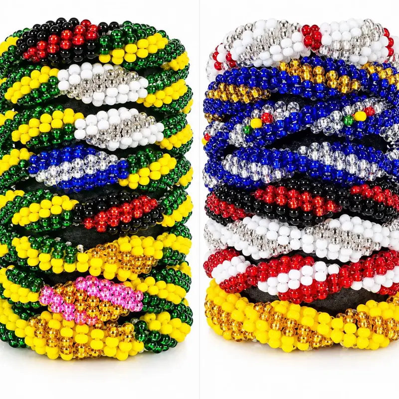 Elastic bean bracelet Santeria Ilde de santos orula y orula con caminos