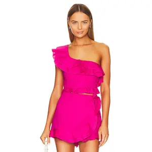 Show Me Your Mumu x REVOLVE Leni Ruffle Top in Hot Pink