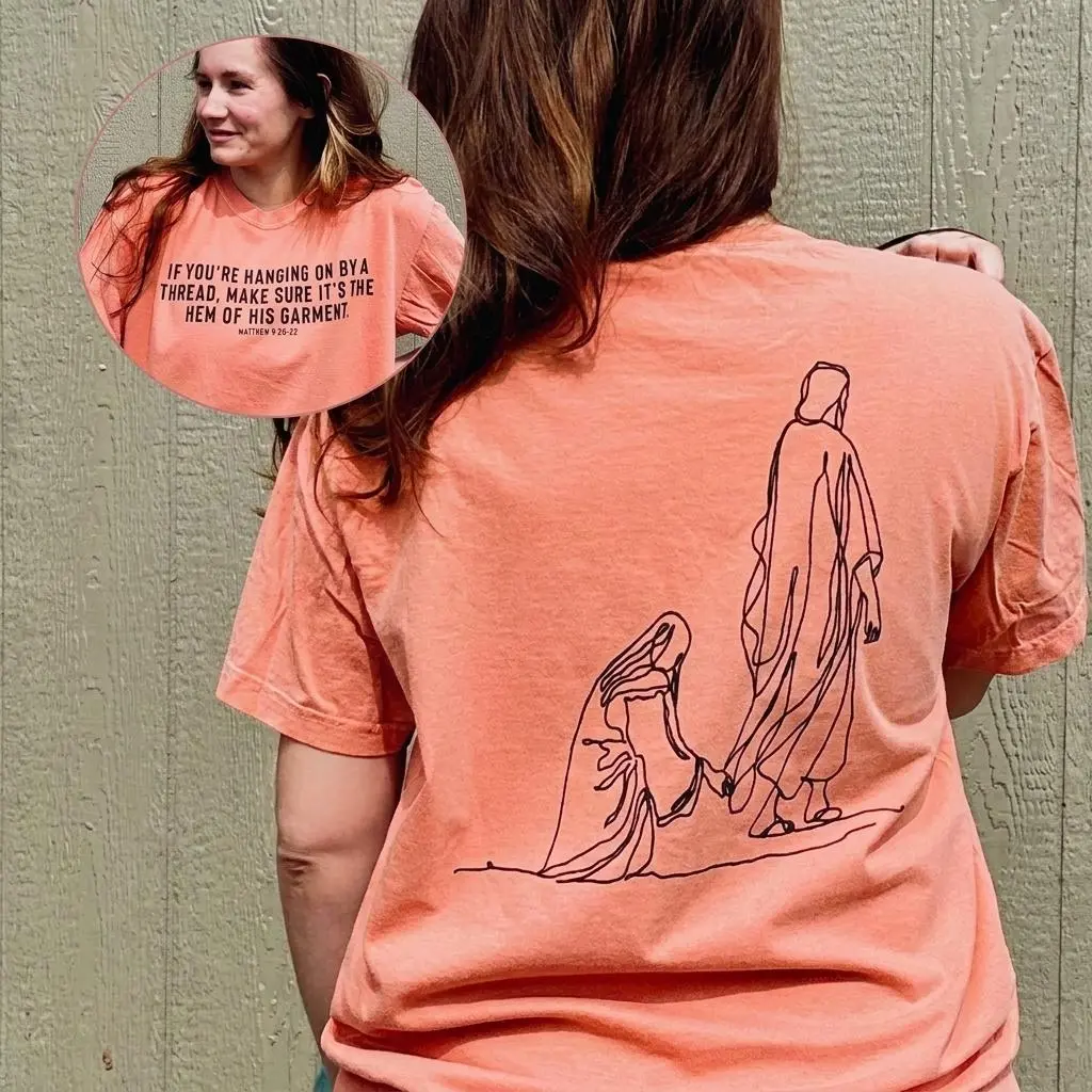 If You're Hanging On By A Thread, Make Sure It's The Hem Of His Garment Christian Comfort Colors T-Shirt (2-20). Christian Graphic Tee, Faith Gìt For Her, Christan Shirt, Perfect Religious Gift