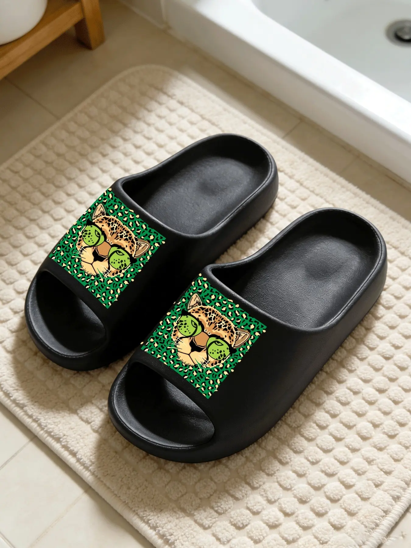 Sunglasses Leopard Cheetah Print Cloud-Feel Retro Cool Edgy Style Fashion Lovers Must-Have Gift Non-slip Soft Home Sandals