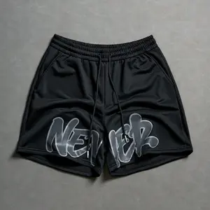 Men’s summer athletic shorts made from quick-dry, lightweight, breathable fabric with letter print; elastic waistband for comfort; loose fit—ideal for running, fitness, cycling, basketball, tennis, and outdoor activities.