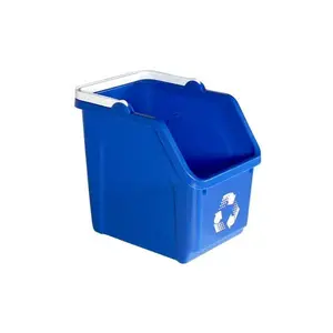 Recycling Bin 6 Gallon Stackable Recycle Bin for Kitchen, Home, Garage, Office – Space Saving Recycling Trash Can Made from 100% Recycled Plastic (Blue, 1 Pack)