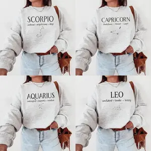12 Zodiac Sweatshirt Collection, Minimalist Astrology Crewneck for Women and Men, Cozy Celestial Horoscope Pullover, Star Sign Graphic Top, Unique Birthday Gift for Astrology and Zodiac Lovers - HARSIN