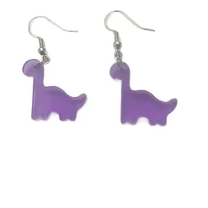 Purple Dinosaur Earrings with Simple Design and Adjustable Earwire