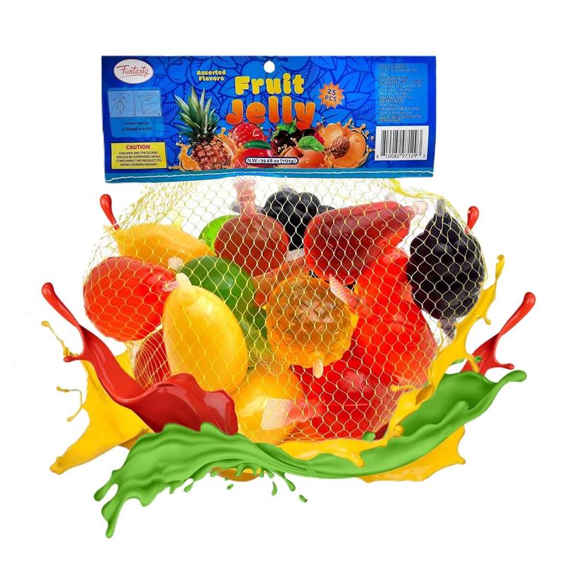 Squeezable Fruit Jellies Candy - 25 Count Bag - Assorted Flavors Snack Dessert